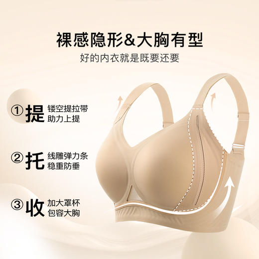 【隐形粉底肤】大胸全包提拉防下垂聚拢内衣女收副乳无钢圈文胸 商品图4