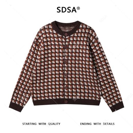 72593SDSA男士秋冬新款痞帅男装时尚撞色方块纽扣圆领针织衫百搭毛衣 商品图0