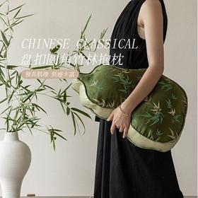 立体中古风抱枕古典抱枕绿色草木印花创新中式异形靠垫葫芦轻奢