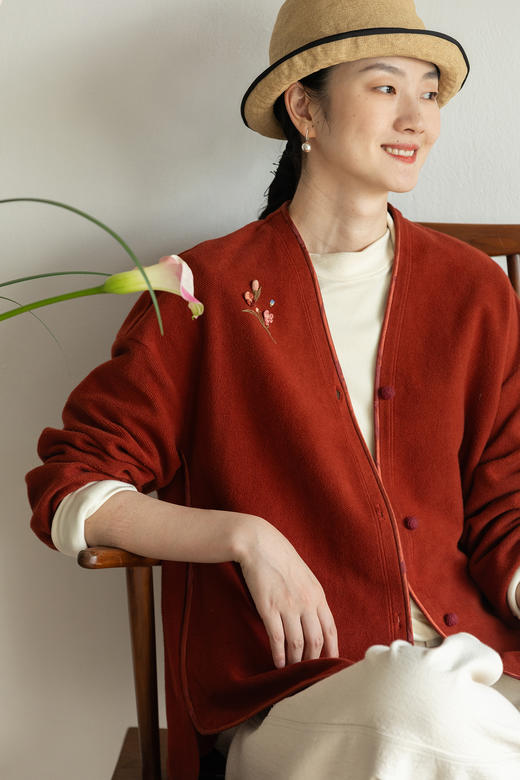 牧衣游原创 手工刺绣32支新疆棉短外套新款舒适柔软百搭开衫 知少 商品图5