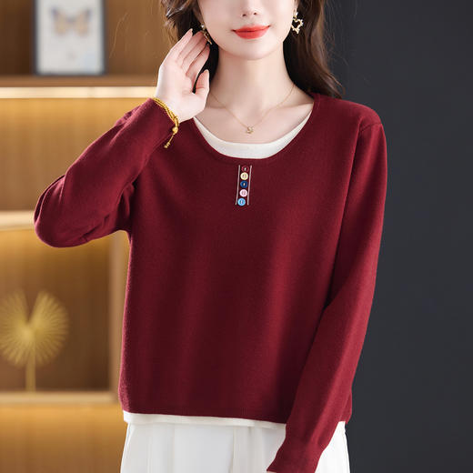 CC 27-25131低领打底衫洋气时髦假两件上衣 商品图0