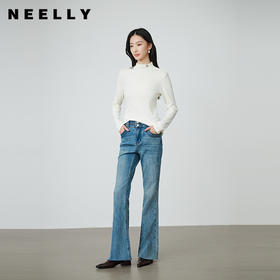 NEELLY纳俪商场同款秋季新款时尚修身牛仔喇叭裤女高腰显瘦长裤N25084H03315