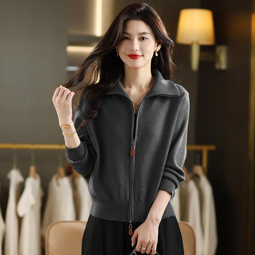 CC 101-9507针织开衫外套拉链款上衣 商品图1