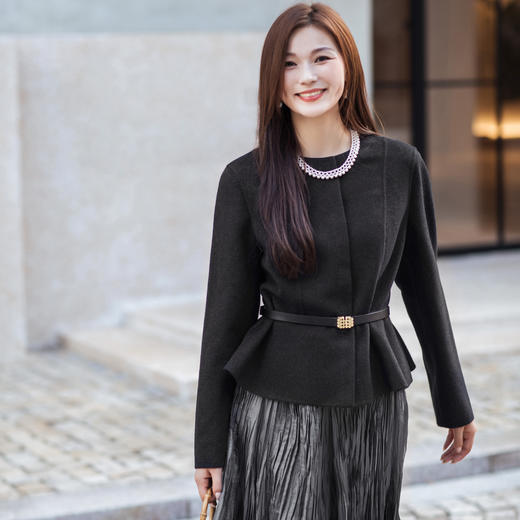 【林栖设计小店】金风玉露系列绵羊毛双面呢外套修身2025秋冬新款上衣女1954058 商品图2