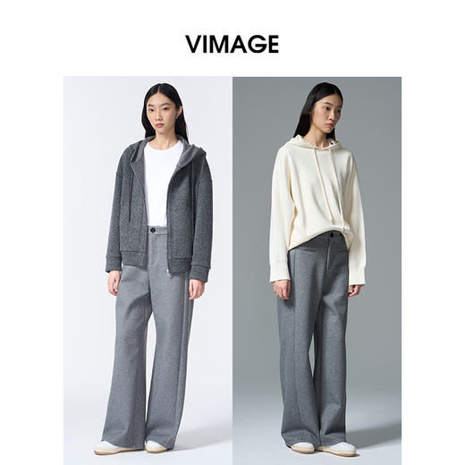 VIMAGE纬漫纪休闲时尚2025秋季新款保暖直筒裤子V2405109 商品图1