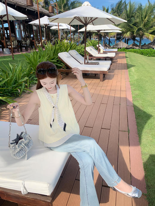 【149元任选2件】最后一波现货！韩系双层褶皱下摆背心无袖上衣 商品图5