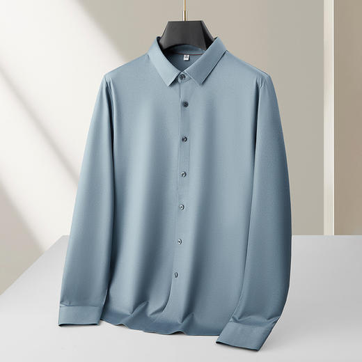 【绵羊毛】【DKP】大依优型大码男装绵羊毛无痕衬衫新款男士加肥加大码商务休闲方领长袖衬衫男衬衣 商品图5