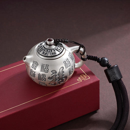 子佩集S999【百福圆满】手把件【YSK555】纯银小摆件迷你小茶壶可转动可打开原创作品2508 商品图6