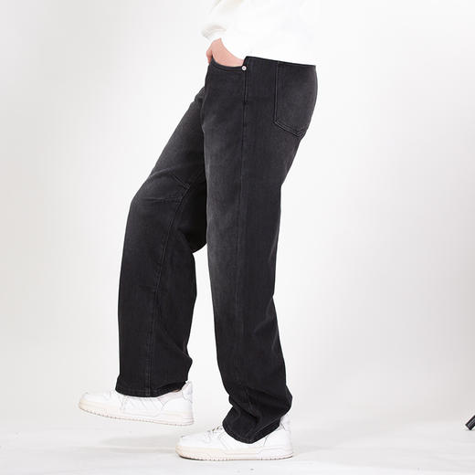 DRONKOO 2025 半松紧腰膝盖内侧双褶位中厚牛仔长裤 商品图1