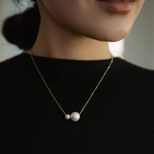 阮仕珍珠 双生花系列S925银 淡水珍珠链牌 6-6.5/11-12mm 正圆 极微瑕 极强光 商品图2