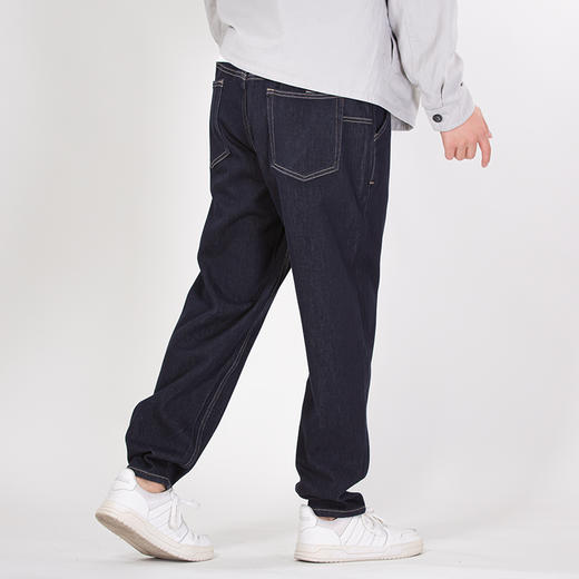DRONKOO 2025 松紧抽绳腰表袋侧唛后口袋压褶中厚牛仔长裤 商品图3