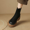 【预售5天】轻巧舒适圆头松糕底切尔西靴女秋冬新款真皮复古磨砂厚底短筒骑士靴MDY&AM2169-20 商品缩略图2