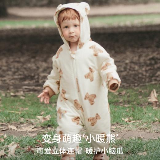 嫚熙婴儿连体衣连帽卫衣宝宝保暖衣服夹棉早秋冬外出服新款爬服-H 商品图4