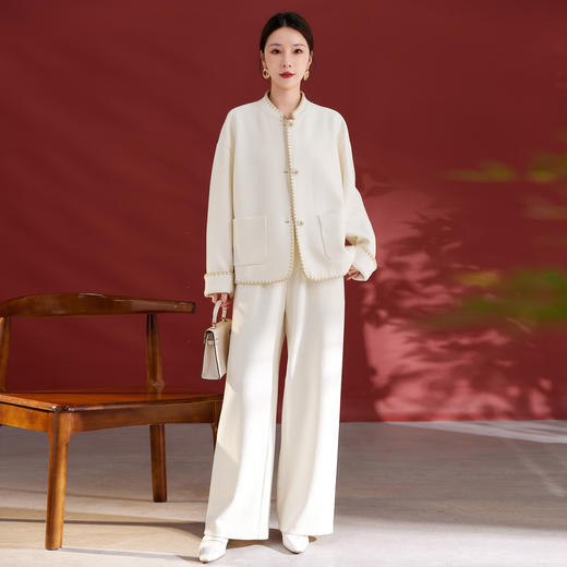 QS秋冬新款羊毛长款显瘦慵懒风女款通勤宽松直筒休闲裤1205 商品图3