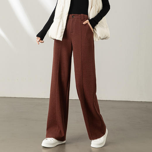 「自」全新升级【铂金会员192/天猫259/差价67】(02815)洛诗琳新款铜氨羊毛直筒裤2025秋冬窄版高腰显瘦通勤阔腿裤 商品图2