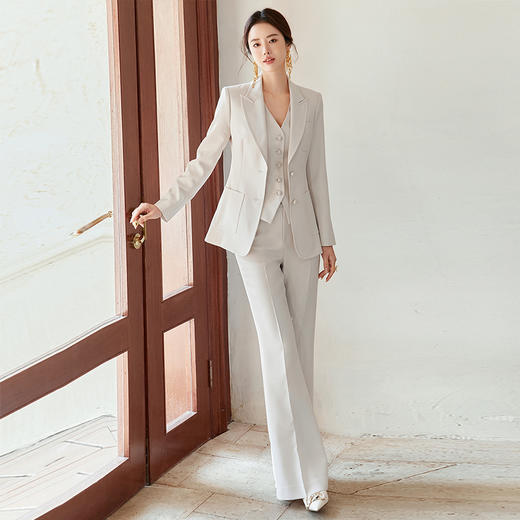 IWY/扶摇系列 高级感杏色时尚西装套装女气质商务正式场合西服马甲职业装FYCP583 商品图0