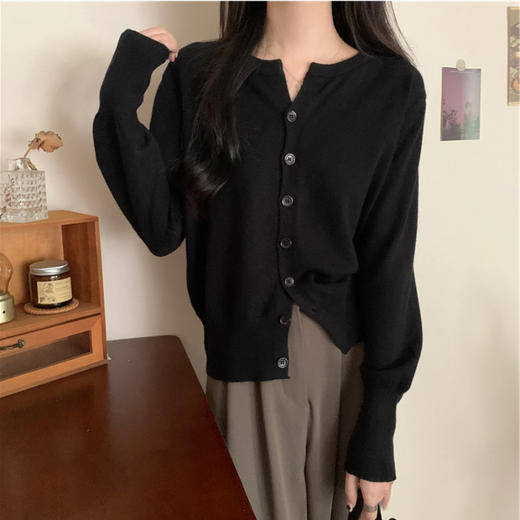 【秋冬圆领针织衫开衫】韩系温柔糯亲肤 宽松短款 外搭毛衣外套上衣  商品图8