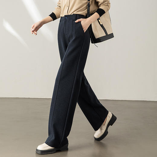 「自」全新升级【铂金会员192/天猫259/差价67】(02815)洛诗琳新款铜氨羊毛直筒裤2025秋冬窄版高腰显瘦通勤阔腿裤 商品图1
