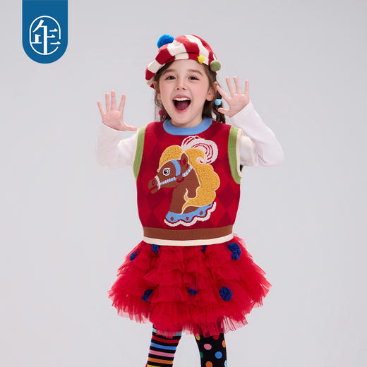 年衣童装针织马甲25秋冬新款男女童上衣新中式特马头针织马甲 商品图2