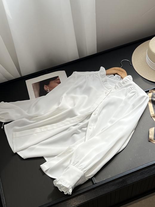 会员福利【高级感通勤衬衫】拉夏贝尔/La Chapelle法式木耳边长袖衬衫女温柔高级感气质通勤时尚设计感衬衣 商品图12