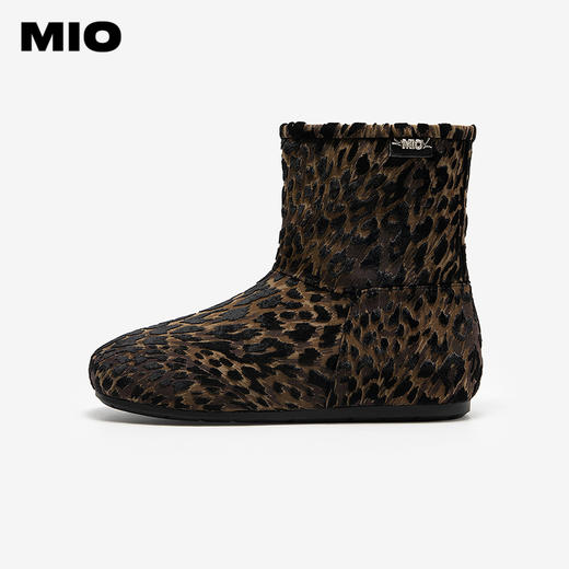MIO米奥时尚雪地靴圆头平底豹纹保暖舒适短筒女靴子M256652901 商品图1