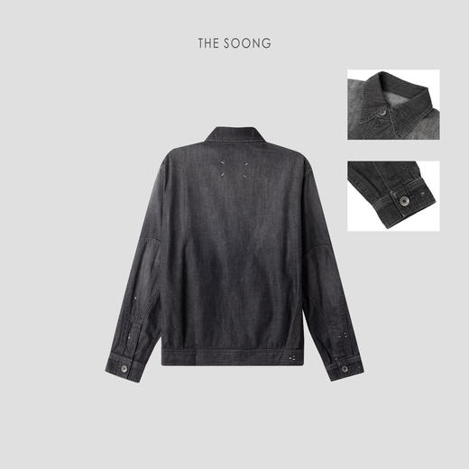 THESOONG|斑驳烬染非常规做旧洗水手工甩点黑灰色牛仔外套HWWT7681 商品图2
