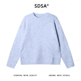 22625SDSA男士秋冬新款痞帅男装极简风宽松圆领针织衫纯色毛衣气质百搭