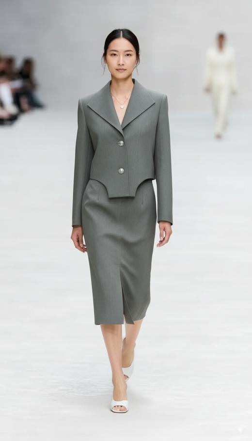 翻领侧弧形百搭短外套 商品图0