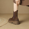 【预售5天】轻巧舒适圆头松糕底切尔西靴，真皮复古磨砂厚底短筒骑士靴MDY&AM2169-20 商品缩略图4