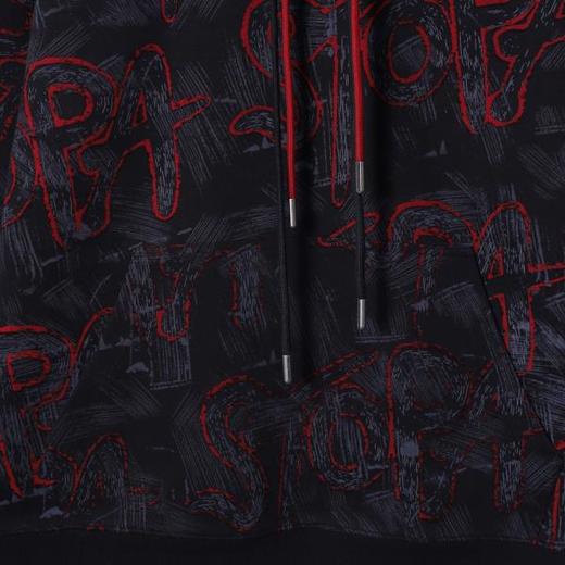 WY1067SSDSA男士秋冬新款痞帅男装美式撞色割破字母抽绳连帽卫衣网红款 商品图3