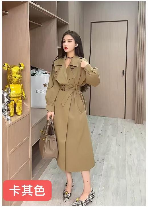 12.12错过没有！清货不退【秋上新】软料挺括有骨感风衣！！22167金属卡扣系带风衣长款-喜出 商品图13