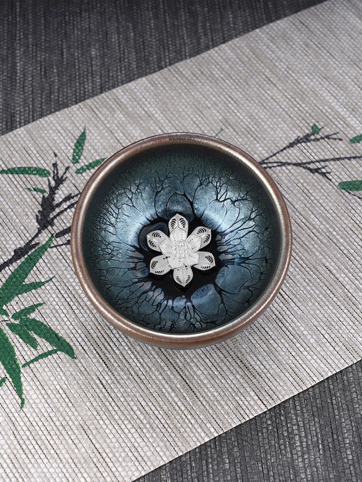 子佩集S990【深海绘卷】摆件【FP026】纯银茶具花丝建盏茶杯品茗杯2508 商品图3