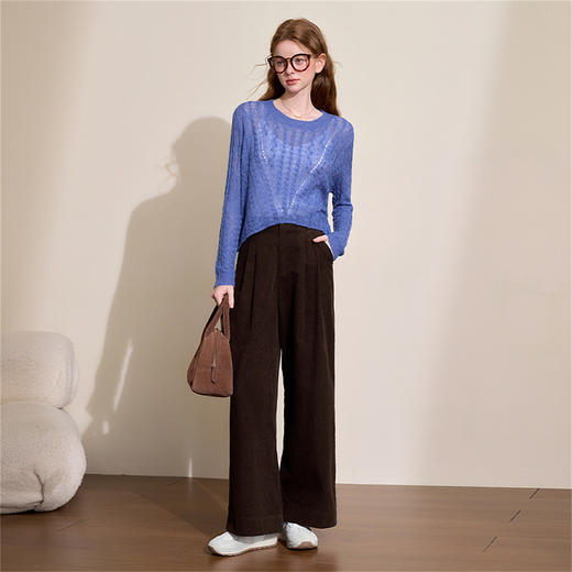 甜美温柔慵懒感长袖圆领针织衫女轻薄短款罩衫毛衣V0042881 商品图7