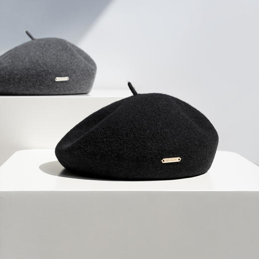 疯帽子 奢级羊绒羊毛贝雷帽女秋冬纯色文艺复古休闲画家帽子RJ011 商品图3