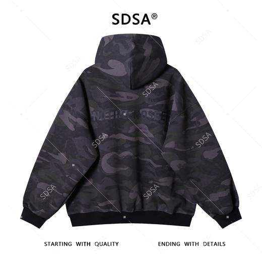 SDSA男士秋冬新款痞帅男装轻奢迷彩抽绳连帽卫衣字母潮牌经典上衣 商品图5