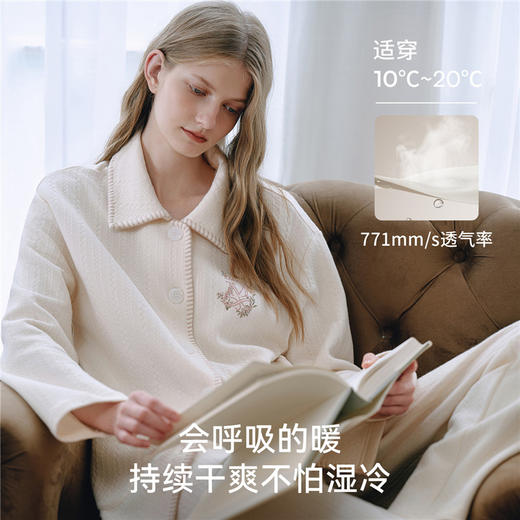 【家居服专场】嫚熙秋冬季空气棉女士睡衣保暖夹棉加厚长袖家居服套装新款 商品图3