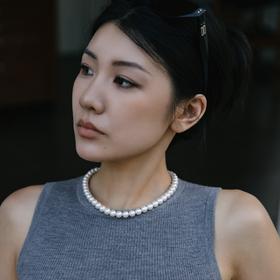 阮仕珍珠 白玫瑰系列S925银日本akoya珍珠项链8-9mm  正圆 微瑕 极强光（吉尔德证书ROSE等级）