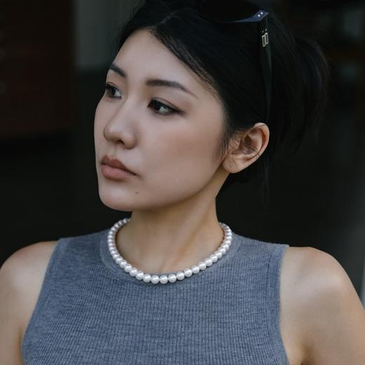 阮仕珍珠 白玫瑰系列S925银日本akoya珍珠项链8-9mm  正圆 微瑕 极强光（吉尔德证书ROSE等级） 商品图0