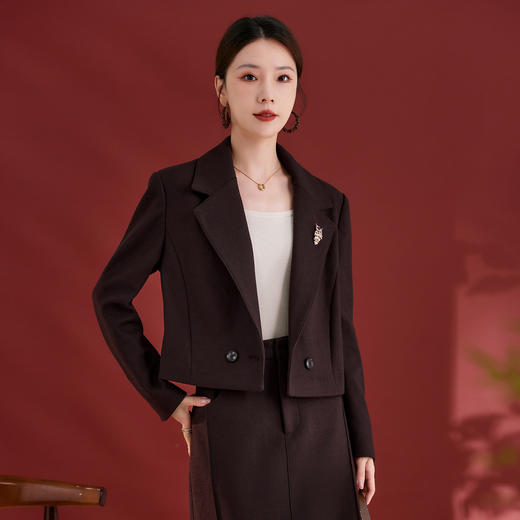 QS羊毛小西装女2025秋冬新款修身气质一粒扣高级感外套1301 商品图1