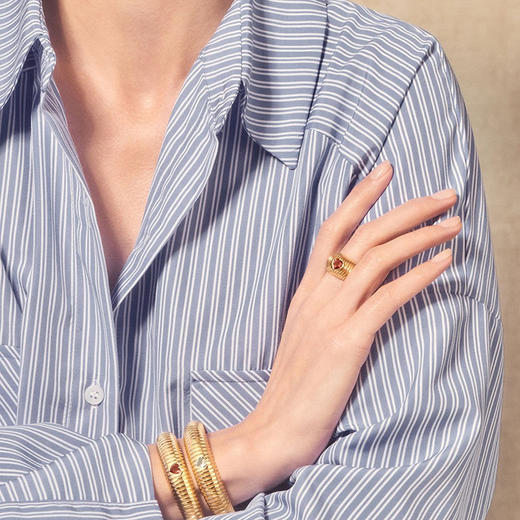 订购4周到｜Tityaravy-Prema-金色 条纹 石榴石 戒指［法国设计师］ 商品图1