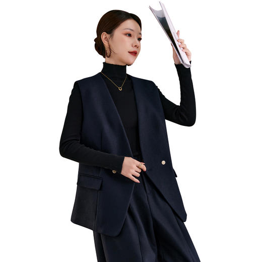 QS西装马甲女秋季新款外穿法式羊毛梭织气质百搭日常通勤上衣女2021 商品图4