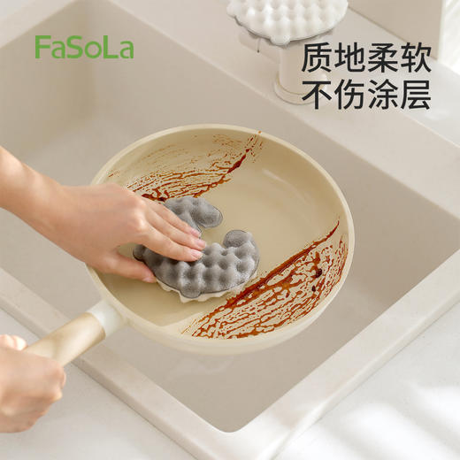 FaSoLa厨房刷碗神器洗碗不易沾油抹布多功能可挂式简卡洗碗海绵 商品图5