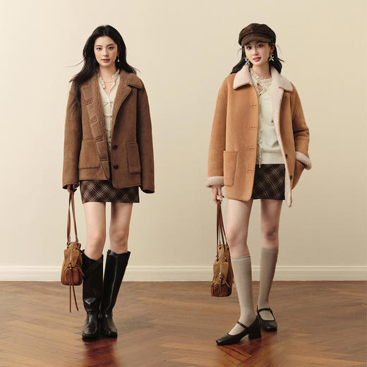 【严选】【孟子义同款】诗凡黎复古百搭羊毛短外套25冬新款一手长微阔显瘦7G9110521 商品图1