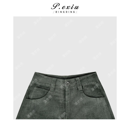 04-4潘依绣丁丁宠粉复古港风灯芯绒百搭弧形弯刀裤休闲裤 W-63408 商品图2