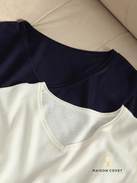 MAISON COVET丝羊绒v领短袖上衣 商品图0