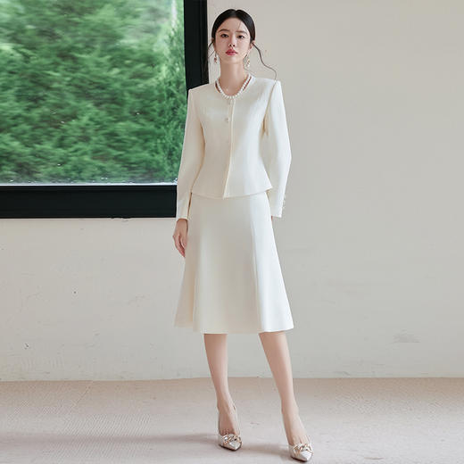 IWY/扶摇系列 法式名媛西装套裙女新款气质米白色两件套职业半裙正装FYCS717 商品图0