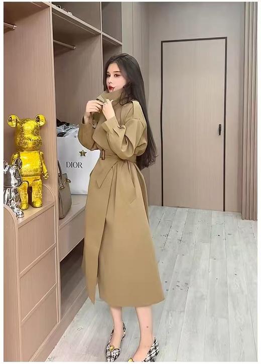 12.12错过没有！清货不退【秋上新】软料挺括有骨感风衣！！22167金属卡扣系带风衣长款-喜出 商品图7