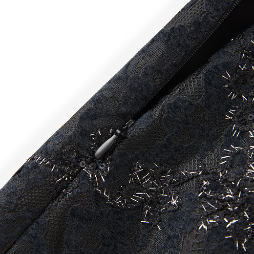 「高货wl」全新升级【铂金会员220/天猫299/差价79】(01307)洛诗琳法式重工银丝刺绣半身裙2025秋季气质蕾丝直筒裙女 商品图2