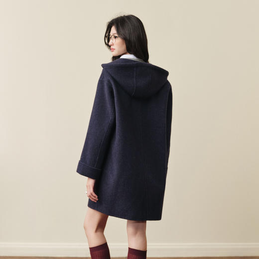 【严选】诗凡黎学院风绵羊毛双面呢大衣2025秋冬新款复古宽松中长款外套女7G9370281 商品图4