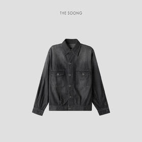THESOONG|斑驳烬染非常规做旧洗水手工甩点黑灰色牛仔外套HWWT7681